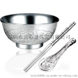 999足银纯银餐具,彩色银碗套装碗筷勺,商务送礼收藏礼品